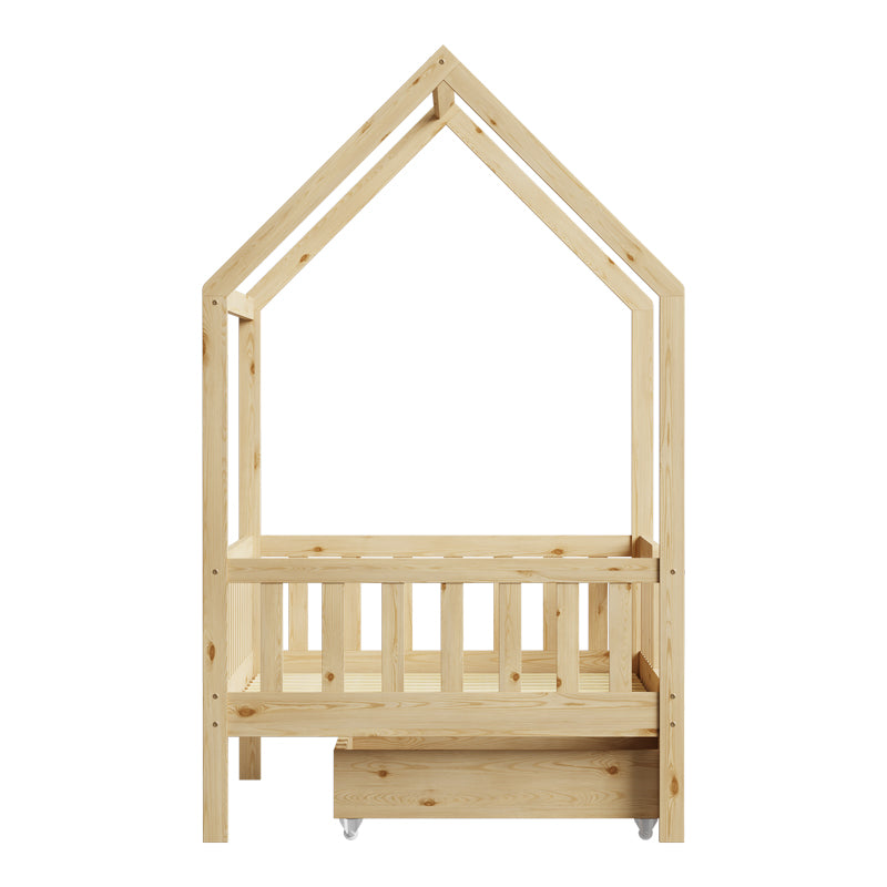 Παιδικό κρεβάτι Piccolo τ. Montessori με 2 συρτάρια pakoworld ξύλο πεύκου σε φυσική απόχρωση 90x190ε