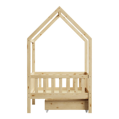 Παιδικό κρεβάτι Piccolo τ. Montessori με 2 συρτάρια pakoworld ξύλο πεύκου σε φυσική απόχρωση 90x190ε
