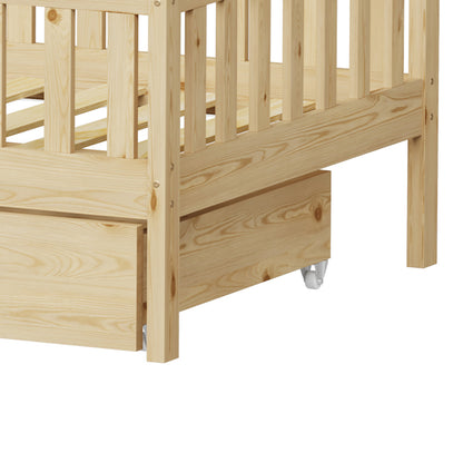 Παιδικό κρεβάτι Piccolo τ. Montessori με 2 συρτάρια pakoworld ξύλο πεύκου σε φυσική απόχρωση 90x190ε