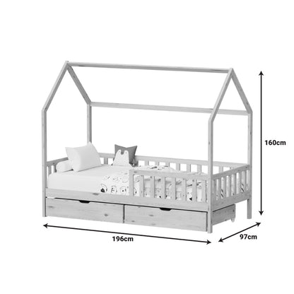 Παιδικό κρεβάτι Piccolo τ. Montessori με 2 συρτάρια pakoworld ξύλο πεύκου σε φυσική απόχρωση 90x190ε