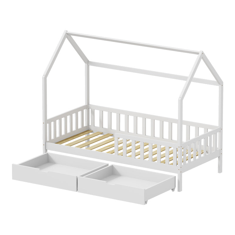 Παιδικό κρεβάτι Piccolo τ. Montessori με 2 συρτάρια pakoworld ξύλο πεύκου σε λευκή απόχρωση 90x190εκ