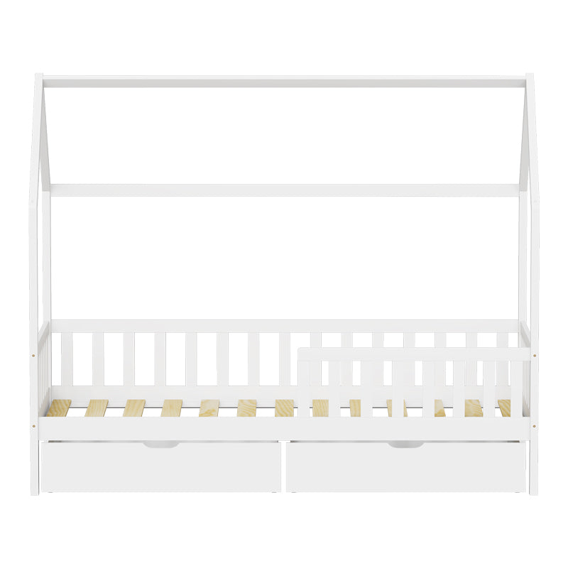 Παιδικό κρεβάτι Piccolo τ. Montessori με 2 συρτάρια pakoworld ξύλο πεύκου σε λευκή απόχρωση 90x190εκ