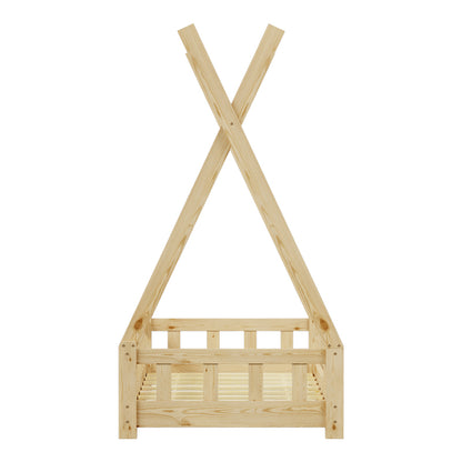 Παιδικό κρεβάτι Noam τ. Montessori με κιγκλίδωμα pakoworld ξύλο πεύκου σε φυσική απόχρωση 70x140εκ