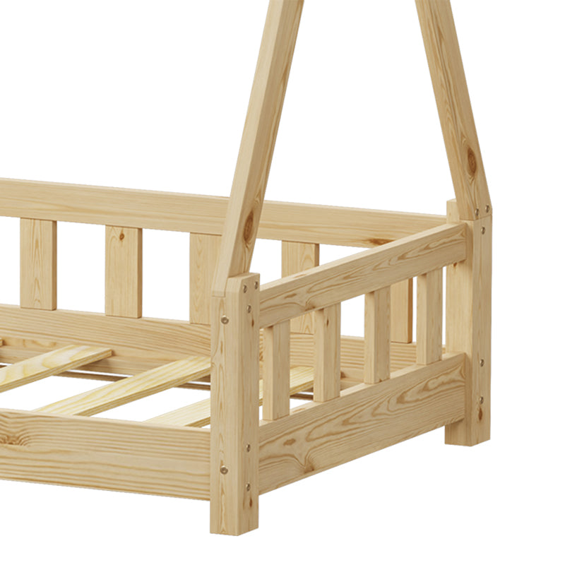 Παιδικό κρεβάτι Noam τ. Montessori με κιγκλίδωμα pakoworld ξύλο πεύκου σε φυσική απόχρωση 70x140εκ