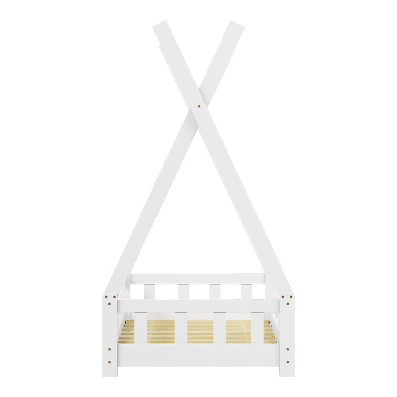 Παιδικό κρεβάτι Noam τ. Montessori με κιγκλίδωμα pakoworld ξύλο πεύκου σε λευκή απόχρωση 70x140εκ
