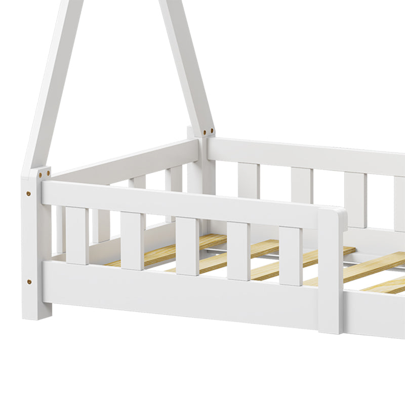 Παιδικό κρεβάτι Noam τ. Montessori με κιγκλίδωμα pakoworld ξύλο πεύκου σε λευκή απόχρωση 70x140εκ