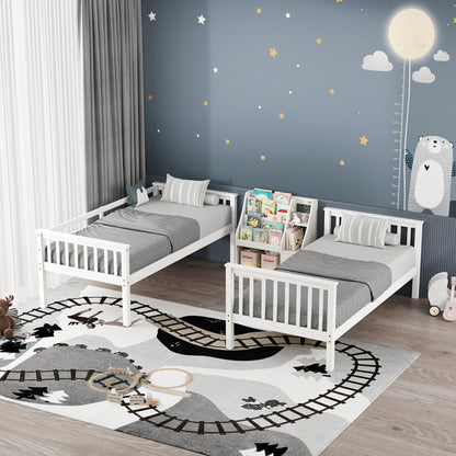 Παιδικό κρεβάτι κουκέτα Nani pakoworld ξύλο πεύκου σε λευκή απόχρωση 90x190εκ