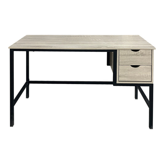 Γραφείο εργασίας Ramen pakoworld σε sonoma απόχρωση με μαύρα μεταλλικά πόδια 120x48x76εκ