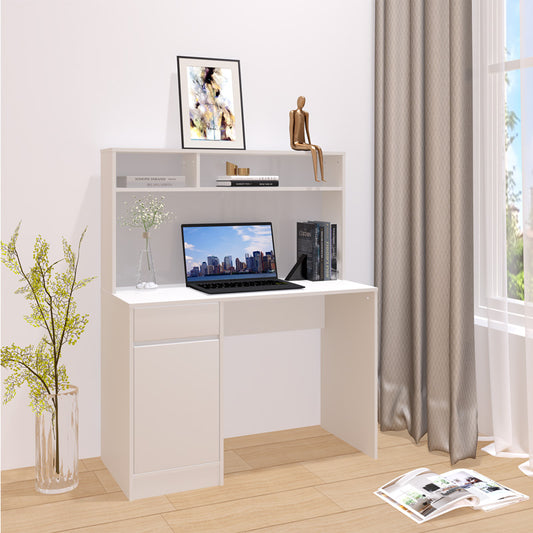 Γραφείο εργασίας Secreta pakoworld με ράφι σε λευκή απόχρωση 110x50x135εκ