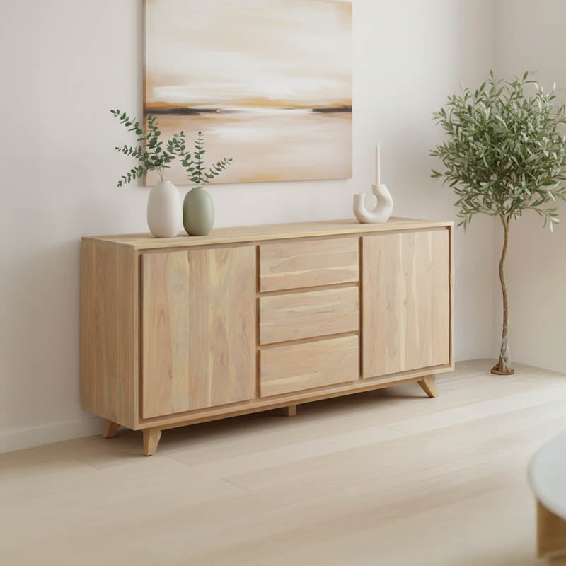 Μπουφές Emira pakoworld μασίφ ακακίας σε φυσική απόχρωση 160x40x80εκ