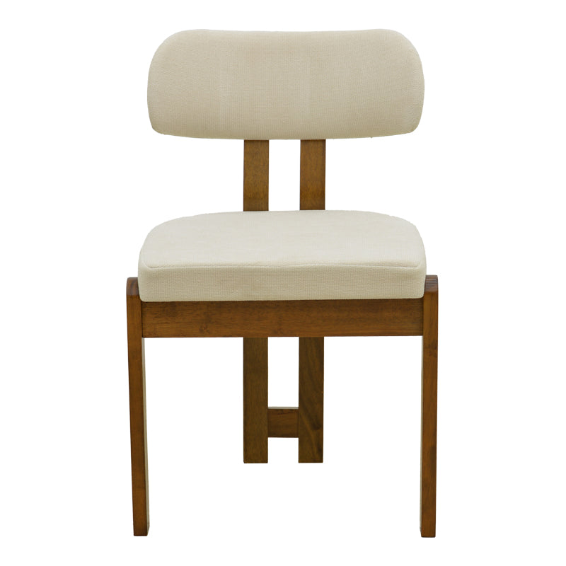 Καρέκλα Genoa pakoworld καρυδί rubberwood και εκρού ύφασμα 50x43x82εκ