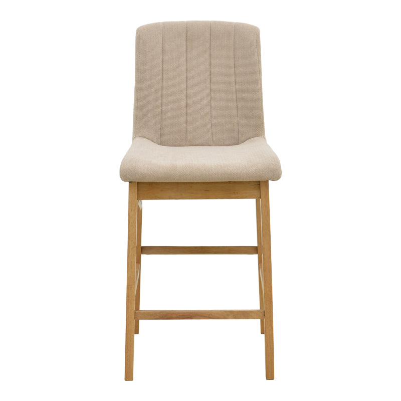 Σκαμπό μπαρ Dalby pakoworld sonoma rubberwood και μπεζ ύφασμα 50x45x102,5εκ