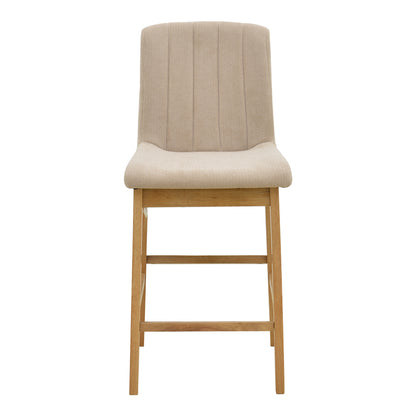 Σκαμπό μπαρ Dalby pakoworld sonoma rubberwood και μπεζ ύφασμα 50x45x102,5εκ