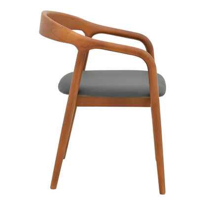 Πολυθρόνα Hogie pakoworld rubberwood καρυδί- μαύρο pu μαξιλάρι 61x60x76εκ