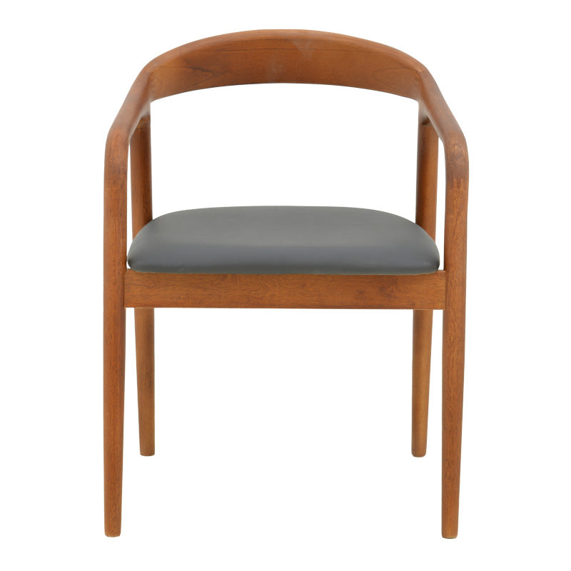 Πολυθρόνα Hogie pakoworld rubberwood καρυδί- μαύρο pu μαξιλάρι 61x60x76εκ