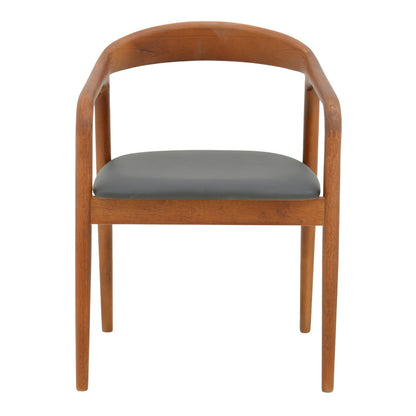 Πολυθρόνα Hogie pakoworld rubberwood καρυδί- μαύρο pu μαξιλάρι 61x60x76εκ