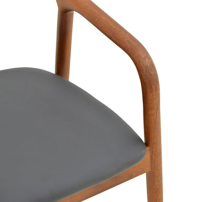 Πολυθρόνα Hogie pakoworld rubberwood καρυδί- μαύρο pu μαξιλάρι 61x60x76εκ