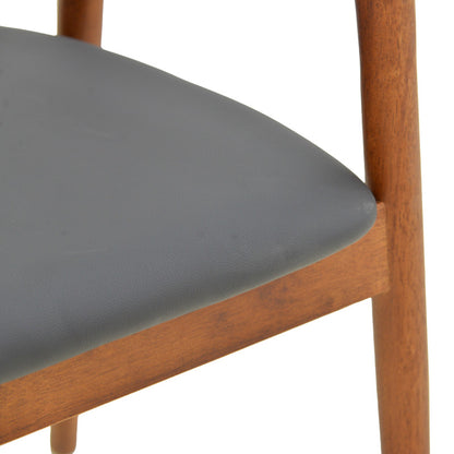 Πολυθρόνα Hogie pakoworld rubberwood καρυδί- μαύρο pu μαξιλάρι 61x60x76εκ