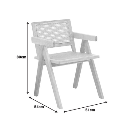 Πολυθρόνα Winslow pakoworld rubberwood-rattan σε φυσική απόχρωση 51x54x80εκ