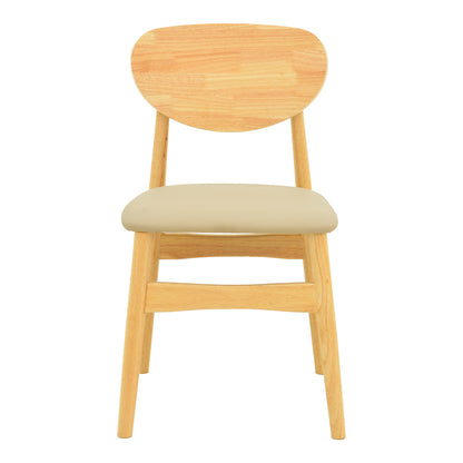 Καρέκλα Cardith pakoworld rubberwood-plywood σε φυσική απόχρωση-pu μπεζ 48x51x78εκ