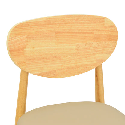 Καρέκλα Cardith pakoworld rubberwood-plywood σε φυσική απόχρωση-pu μπεζ 48x51x78εκ