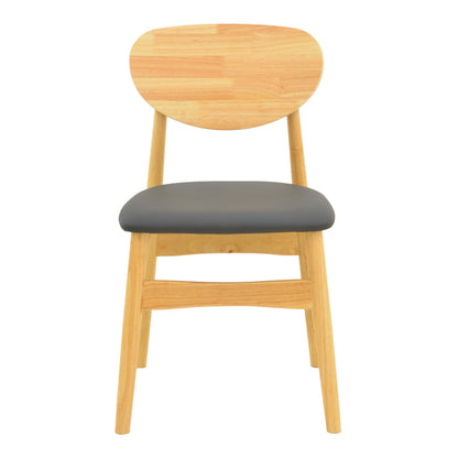 Καρέκλα Cardith pakoworld rubberwood-plywood σε φυσική απόχρωση-pu μαύρο 48x51x78εκ