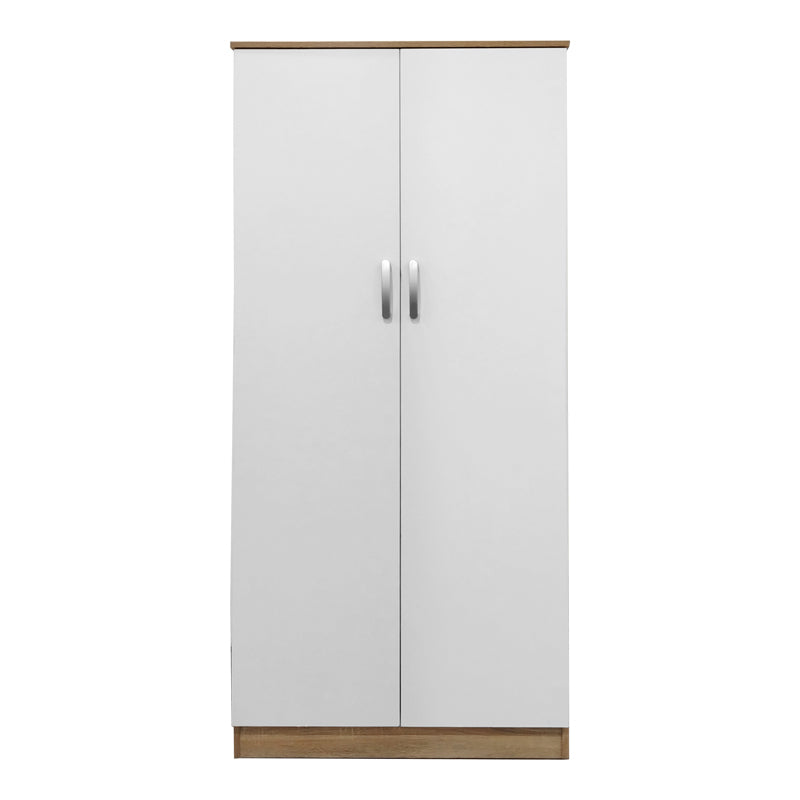 Ντουλάπα δίφυλλη Athos pakoworld σε sonoma-λευκή απόχρωση 80x42x180εκ