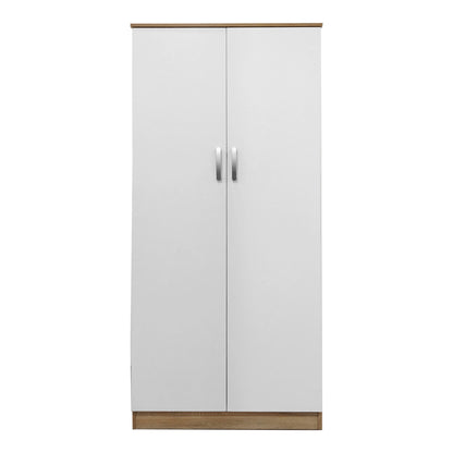 Ντουλάπα δίφυλλη Athos pakoworld σε sonoma-λευκή απόχρωση 80x42x180εκ
