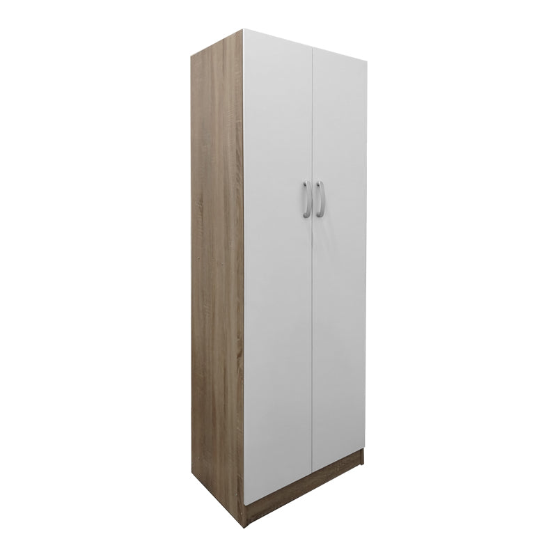 Ντουλάπα δίφυλλη Athos pakoworld σε sonoma-λευκή απόχρωση 60x42x180εκ