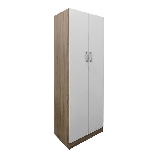 Ντουλάπα δίφυλλη Athos pakoworld σε sonoma-λευκή απόχρωση 60x42x180εκ