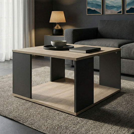 Τραπέζι σαλονιού Zelegan pakoworld sonoma-ανθρακί 60x60x39εκ