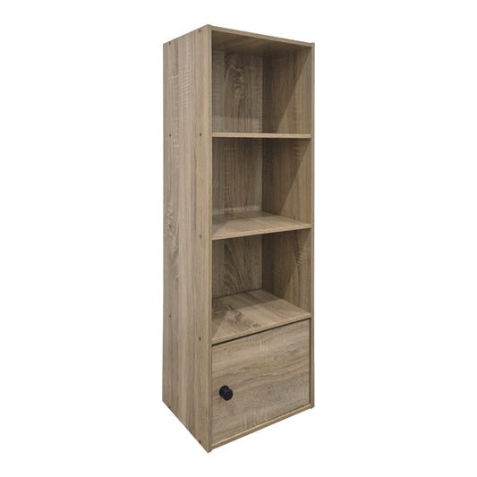 Βιβλιοθήκη-στήλη Lenobia pakoworld με ντουλάπι sonoma 30.5x24x95εκ