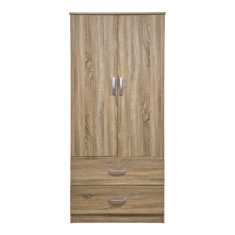 Ντουλάπα δίφυλλη με 2 συρτάρια Alvia pakoworld sonoma 80x51.5x180εκ