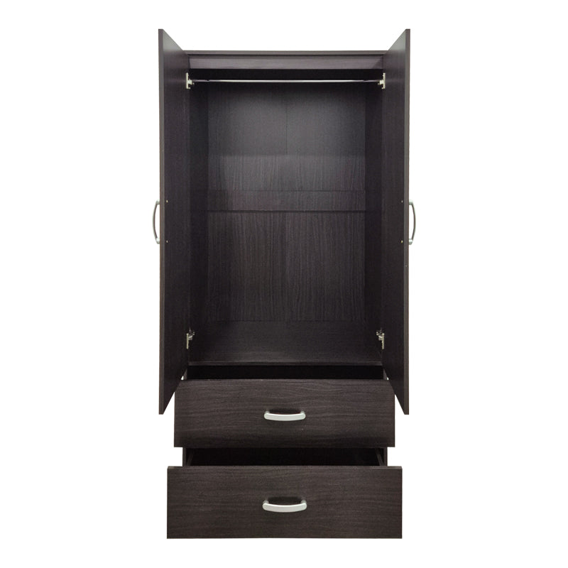 Ντουλάπα δίφυλλη με 2 συρτάρια Alvia pakoworld wenge 80x51.5x180εκ