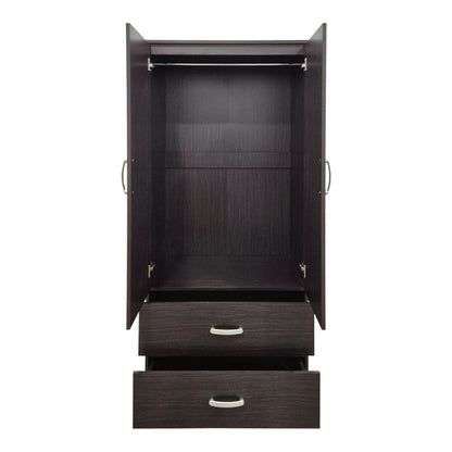 Ντουλάπα δίφυλλη με 2 συρτάρια Alvia pakoworld wenge 80x51.5x180εκ