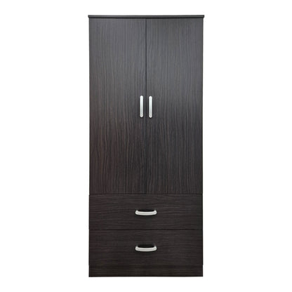 Ντουλάπα δίφυλλη με 2 συρτάρια Alvia pakoworld wenge 80x51.5x180εκ
