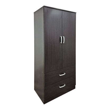 Ντουλάπα δίφυλλη με 2 συρτάρια Alvia pakoworld wenge 80x51.5x180εκ