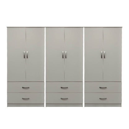Ντουλάπα εξάφυλλη με συρτάρια Athos pakoworld λευκή 240x42x180εκ