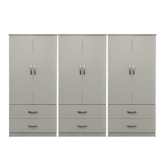 Ντουλάπα εξάφυλλη με συρτάρια Athos pakoworld λευκή 240x42x180εκ