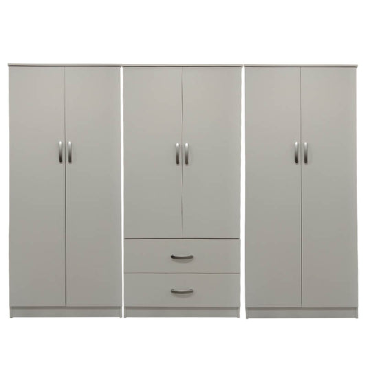Ντουλάπα εξάφυλλη Athos I pakoworld λευκή 240x42x180εκ
