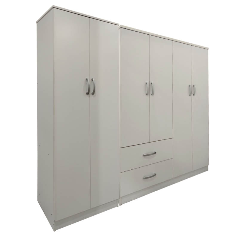 Ντουλάπα εξάφυλλη Athos Ι pakoworld λευκή 200,5x42x180εκ