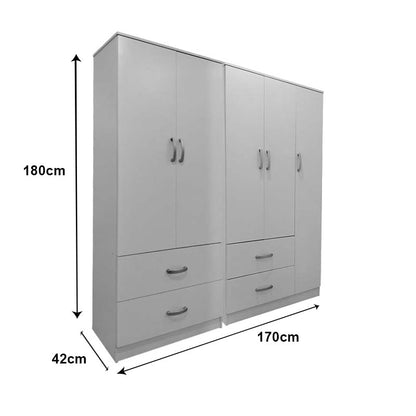 Ντουλάπα πεντάφυλλη Athos pakoworld λευκή 170x42x180εκ