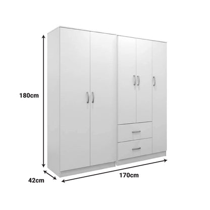 Ντουλάπα πεντάφυλλη Athos I pakoworld λευκή 170x42x180εκ