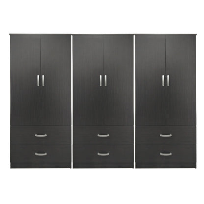 Ντουλάπα εξάφυλλη με συρτάρια Athos pakoworld wenge 240x42x180εκ