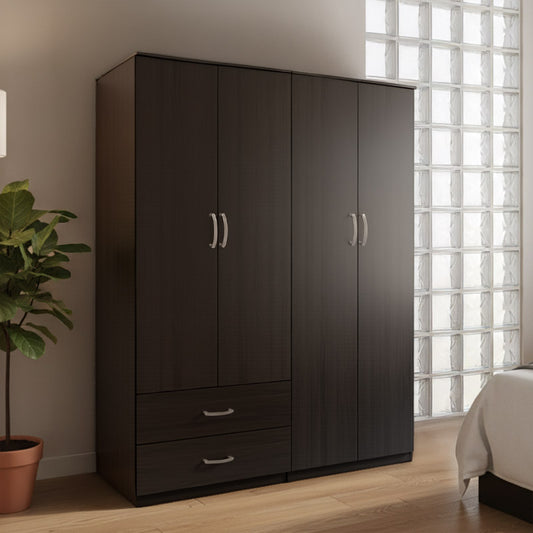 Ντουλάπα τετράφυλλη Athos pakoworld wenge 160x42x180εκ