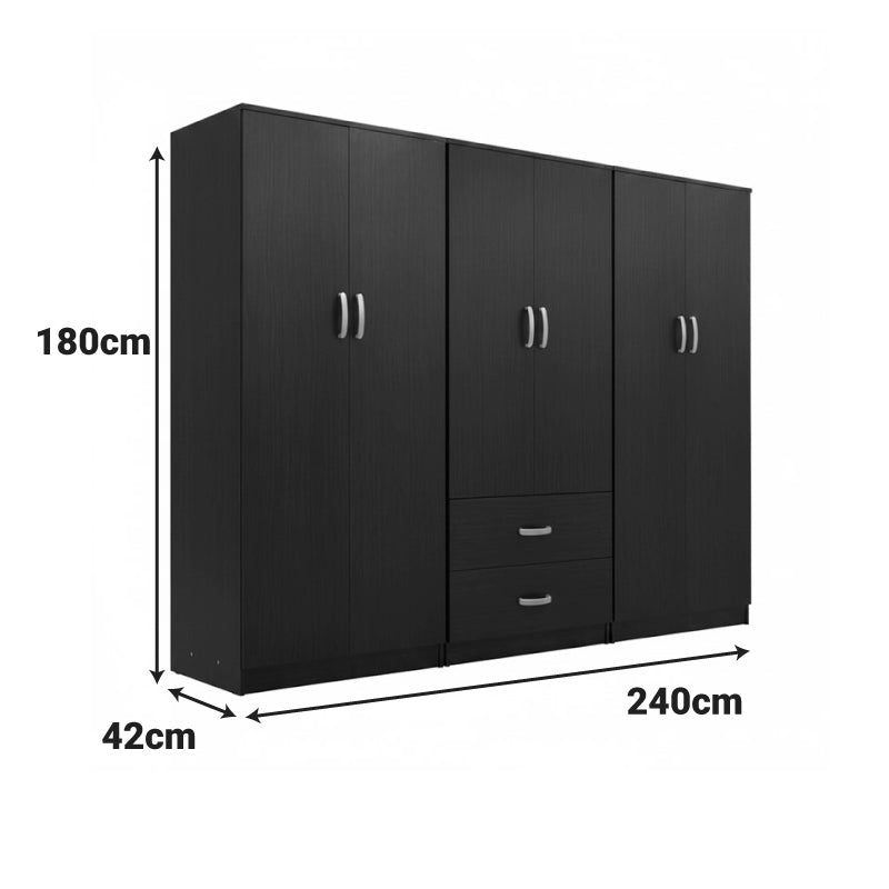 Ντουλάπα εξάφυλλη Athos Ι pakoworld wenge 240x42x180εκ