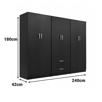 Ντουλάπα εξάφυλλη Athos Ι pakoworld wenge 240x42x180εκ