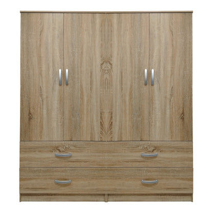 Ντουλάπα τετράφυλλη με συρτάρια Athos pakoworld sonoma 160x42x180εκ
