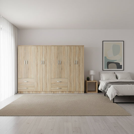 Ντουλάπα οχτάφυλλη Athos pakoworld sonoma 241x42x181εκ