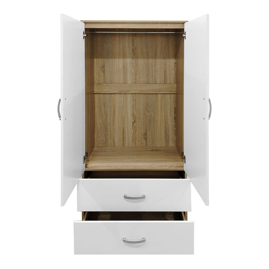 Ντουλάπα εξάφυλλη Athos pakoworld sonoma-λευκή 240x42x180εκ